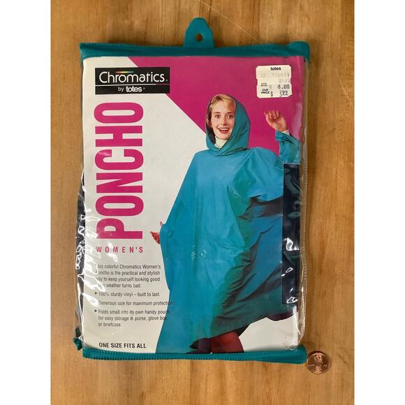 Vintage 1993 Chromatics by Totes Women’s Navy Rain Poncho - One Size Fits All - Picture 1 of 3